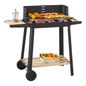 Houtskool BBQ Ari met zijpanelen 78x86x30 cm zwart en houtkl, Verzenden, Nieuw