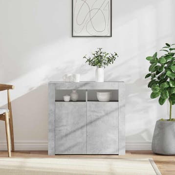 vidaXL Dressoir met LED-verlichting 80x35x75 cm betongrijs, Verzenden, Nieuw, 50 tot 100 cm, 25 tot 50 cm