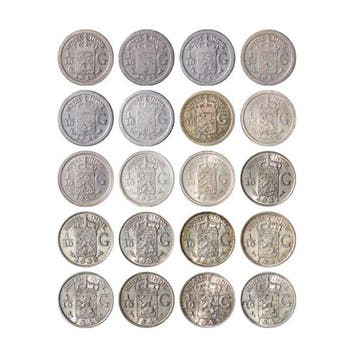 Nederlands-Indië. 1/10 Gulden 1910 t/m 1945 S (lot van 20
