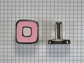 Knop vierkant 30 mm nikkel glans met rose emaille inleg, Verzenden, Nieuw