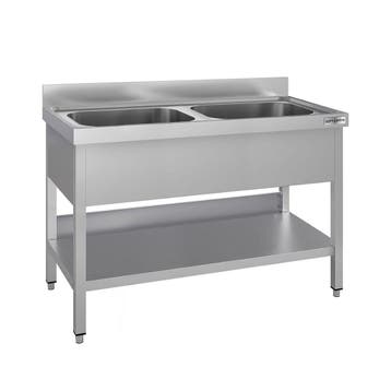 GGM Gastro | RVS spoeltafel ECO - 1200x600mm - met onderblad, Verzenden, Nieuw in verpakking, RVS Meubilair