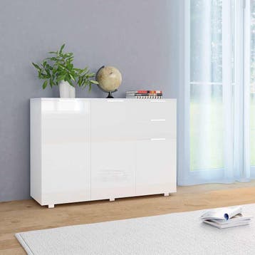 vidaXL Dressoir 107x35x80,5 cm hoogglans wit, Huis en Inrichting, Kasten | Dressoirs, 100 tot 150 cm, Verzenden, Nieuw, 25 tot 50 cm