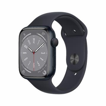 Refurbished Apple Watch Series 8 GPS 45 mm Aluminium, Verzenden, Zwart, IOS, Nieuw