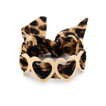 Goudkleurige Bangle Armband met Harten en Luipaardprint, Verzenden, Nieuw