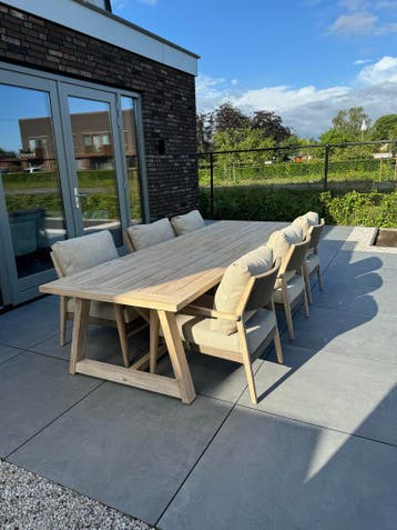 4 Seasons Outdoor Julia Low Dining set Tuinset Eetset, Tuin en Terras, Tuinsets en Loungesets, 6 zitplaatsen, Teakhout, Nieuw