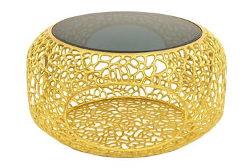 Salontafel SPIN 75 cm, gehard zwart glazen onderstel,, Huis en Inrichting, Tafels | Salontafels, Ophalen of Verzenden, Nieuw