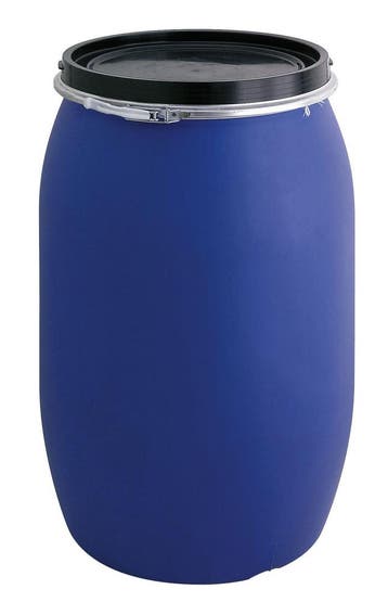 Kunststof vat 120 liter blauw met zwart klemdeksel, Ophalen of Verzenden