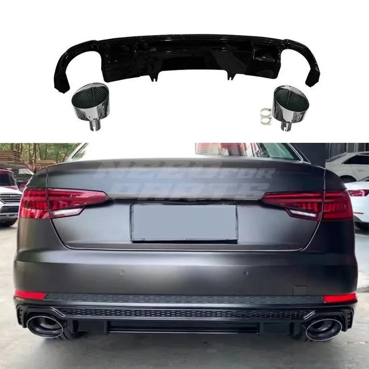 Diffuser With Black Exhaust Tips Voor Audi A4 S Line/S4 B9, Auto-onderdelen, Carrosserie en Plaatwerk, Ophalen of Verzenden