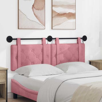 vidaXL Hangend hoofdbord Met LED-verlichting Roze Fluweel, Verzenden, Nieuw, Stof