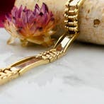 Bicolor gouden fantasie schakelarmband, Ophalen of Verzenden, Gebruikt, Overige kleuren, Goud