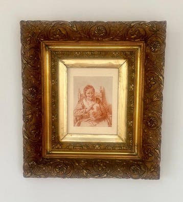Lijst - Wooden Gold frame with gilded pâte decorations, Antiek en Kunst