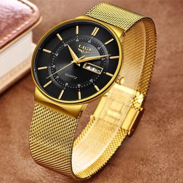 Kwarts Uurwerk Heren - Anoloog Luxe Horloge voor Mannen Goud, Verzenden, Nieuw, Lige