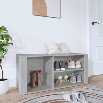 vidaXL Schoenenkast 100x35x45 cm bewerkt hout betongrijs, Verzenden, Nieuw
