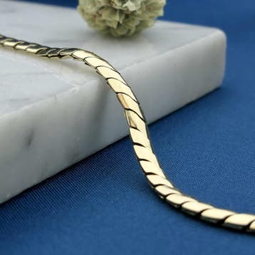 Gouden S-schakel armband; 19 cm (Schakelarmband), Ophalen of Verzenden, Gebruikt, Goud, Goud
