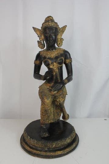 Antike Optik Tempelmusikerin Thailand 4,1 kg Tempelfigur -