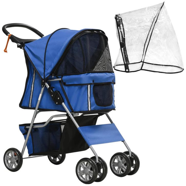 TRUUSK Hondenbuggy Blauw - Opvouwbaar met Regenhoes - Bekerh, Diversen, Schoolbenodigdheden, Nieuw, Verzenden