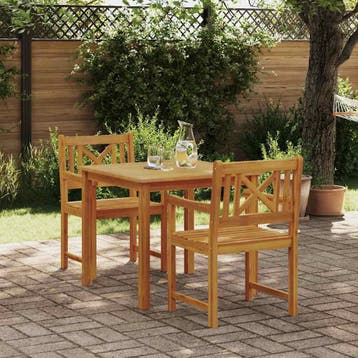 vidaXL Tuin eettafelset 3 st Bruin Massief acaciahout, Verzenden, Nieuw, 3 zitplaatsen