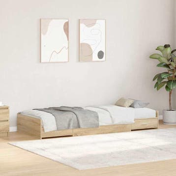 vidaXL Bedframe met lade Sonoma Eiken 80 x 200 cm Bewerkt, Verzenden, Nieuw, Bruin, Hout