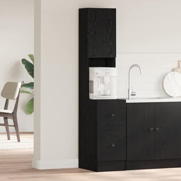 vidaXL Keukenbuffet met lade met plank Zwart Eiken 32 x 50 x, Huis en Inrichting, Verzenden, Nieuw, Zwart