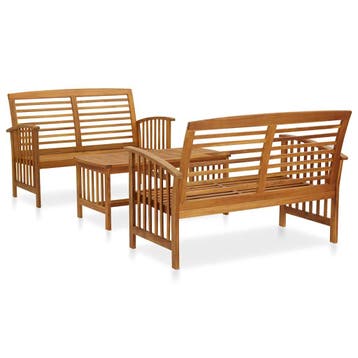 vidaXL 3-delige Loungeset massief acaciahout, Verzenden, Nieuw, Hout, Loungeset