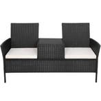 Tuinset - Stoelen - Bank - Tafel - Rotan - Zwart - 3 in 1, Ophalen of Verzenden, Nieuw