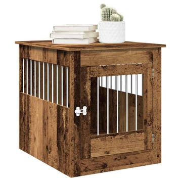 vidaXL Hondenbench 64,5x80x71 cm bewerkt hout oud, Dieren en Toebehoren, Hondenhokken, Verzenden, Nieuw