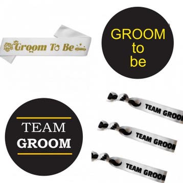 Groom to Be set wit zwart en goudkleurig 22-delig, Verzenden, Nieuw, Wit, Ivoor of Crème, Accessoires