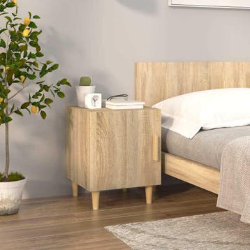 vidaXL Nachtkastje bewerkt hout sonoma eikenkleurig, Minder dan 45 cm, Verzenden, Nieuw, Minder dan 55 cm