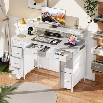 Bureau - Computertafel - Computerbureau - 120x50x74 cm - Wit, Verzenden, Zo goed als nieuw