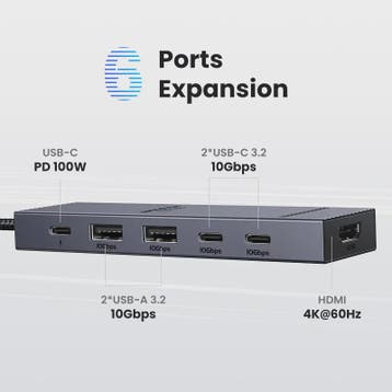 UGREEN USB-C Hub 10Gbps, 4K@60Hz HDMI, 100W PD Docking Stati, Verzenden, Nieuw