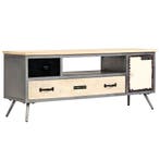 vidaXL Tv-meubel 120x30x45 cm massief mangohout en staal, 100 tot 150 cm, Verzenden, Nieuw, Minder dan 100 cm