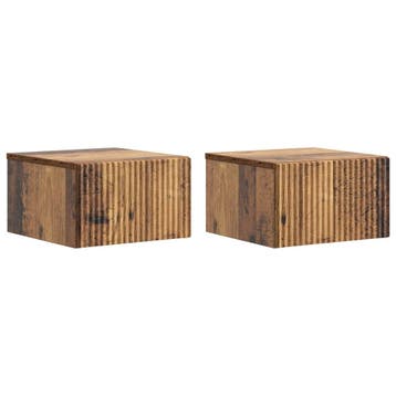 vidaXL Wandbeugel Bedkast met lade 2 pcs Oud hout 33 x 34,5, Minder dan 45 cm, Verzenden, Nieuw, Minder dan 55 cm