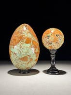 Geen minimumprijs - Prachtig paar groene smithsoniet. Ei &