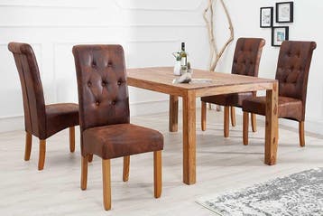 Elegante stoel CASA vintage bruin met decoratieve knopen, Huis en Inrichting, Stoelen, Ophalen of Verzenden, Nieuw