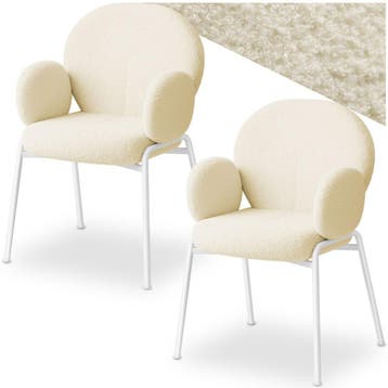 Stoel Scandi gestoffeerd, bouclé stof - crème, Set van 2, Verzenden, Nieuw