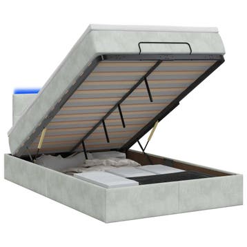 vidaXL Ottoman Bed met Matrassen en LED Lichtgrijs 120 x 190, Verzenden, Nieuw, Stof