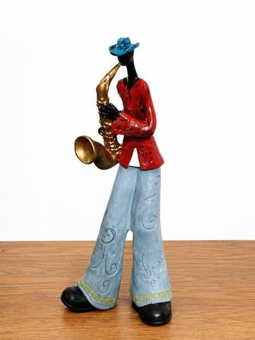 sculptuur, Abstract Jazz Musician Playing Saxophone