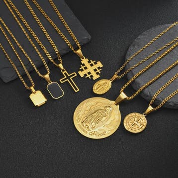 Stijlvolle Gouden Heren Ketting met Kruis Hanger - Roestvrij, Verzenden, Nieuw