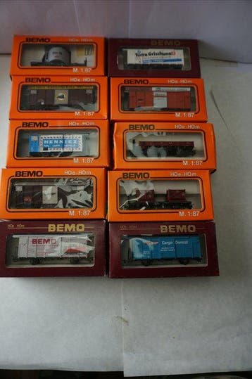 Bemo H0m - Treinset (10) - 10 Bemo Zwitserse goederenwagens, Hobby en Vrije tijd, Nieuw