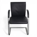 Ahrend 350 vergaderstoel, lederen bekleding, zwart-alu, Vergader- of Presentatieruimte, Ophalen of Verzenden, Gebruikt, Stoel