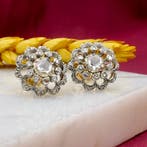 Victoriaanse goud met zilveren oorstekers met diamanten;..., Sieraden, Tassen en Uiterlijk, Oorbellen, Gebruikt, Overige kleuren