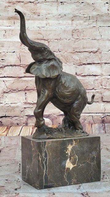 Milo (1910-1978) - Beeld, Olifant - 31 cm - Brons, Marmer