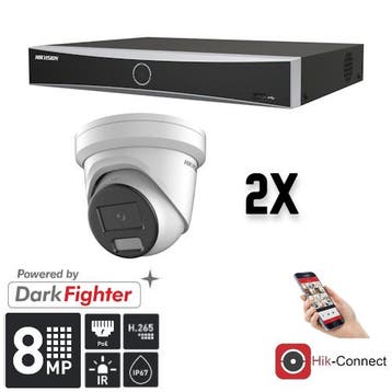 Hikvision Set 2x Turret 8MP + Recorder &, Ophalen of Verzenden, Nieuw