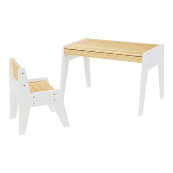 Kindertafel met kinderstoel Skinnskatteberg naturel en wit [, Verzenden, Nieuw