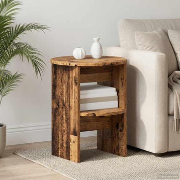 vidaXL Bijzetkast Oudhout Ø40 x 50 cm Geconstrueerd hout, Verzenden, Nieuw, Overige houtsoorten, Minder dan 100 cm