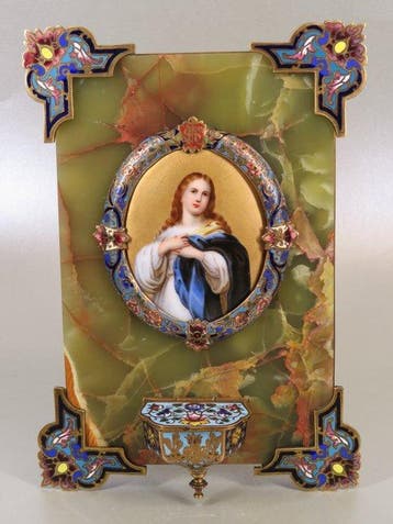 sculptuur, Maria - 22.5 cm - Wijwaterbakje / houder met