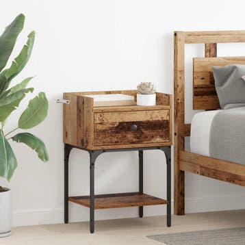 vidaXL Nachtkastje Oudhout 40 x 29 x 60 cm Bewerkt hout, Huis en Inrichting, Slaapkamer | Nachtkastjes, Minder dan 45 cm, Verzenden