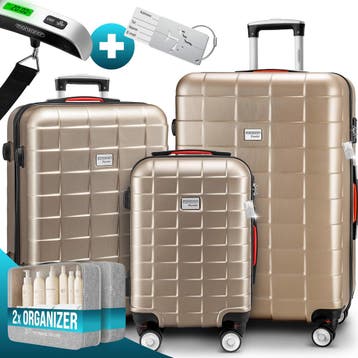 Reiskoffers 3-delige Exopack Champagne ABS toebehoren, Verzenden, Nieuw