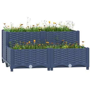 vidaXL Plantenbak verhoogd 80x80x38 cm polypropyleen, Tuin en Terras, Bloembakken en Plantenbakken, Kunststof, Verzenden, Nieuw