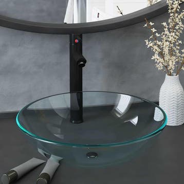 vidaXL Wastafel met kraan en pop-up afvoer gehard glas, Verzenden, Nieuw